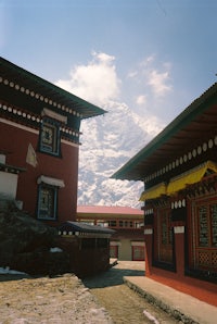 a mountain in the background