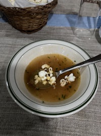 a bowl of soup on a table