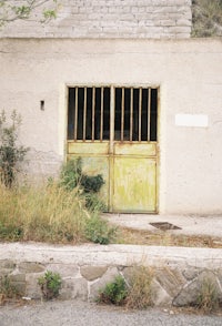 a building with a green door