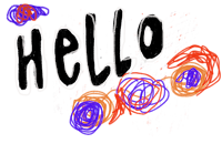 a drawing of the word hello on a black background