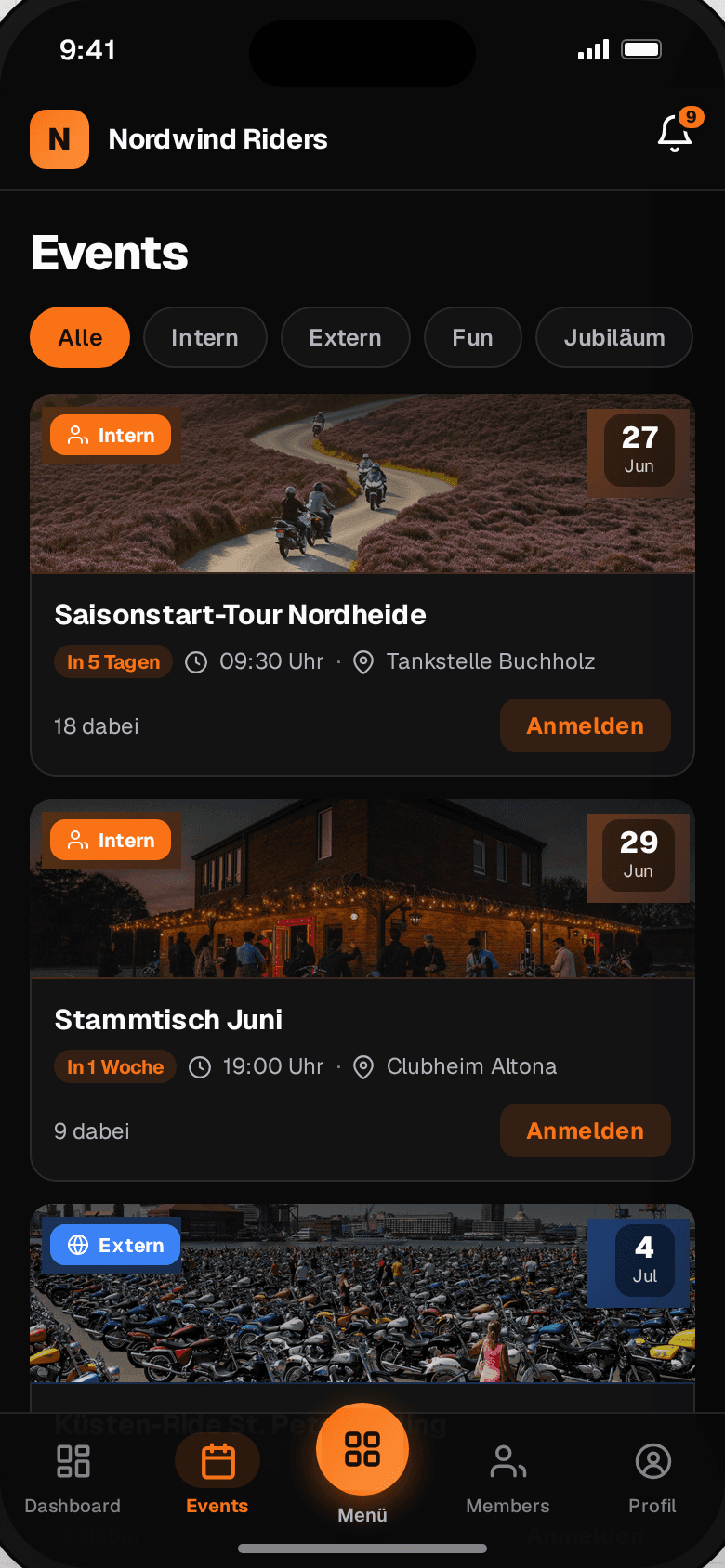 Sorties & rencontres dans l'application mobile RIKE